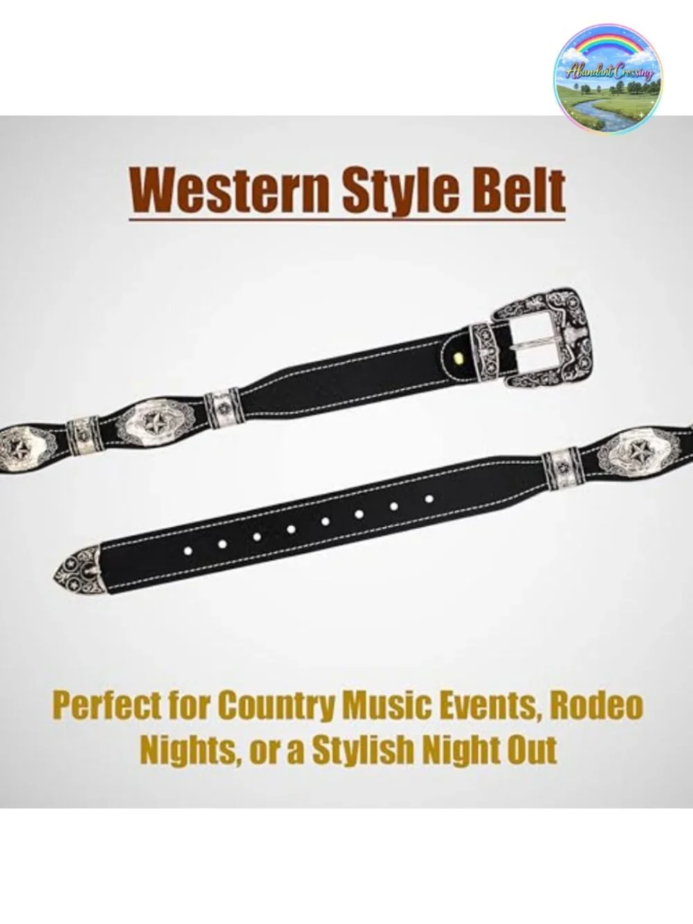 Genuine Leather Western Concho Belt Rodeo Cowboy Style